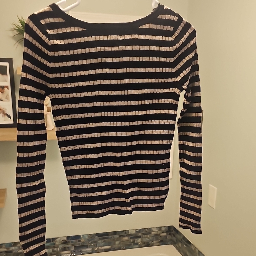 a new day Black and White Striped Long Sleeve Top - Picture 4 of 4